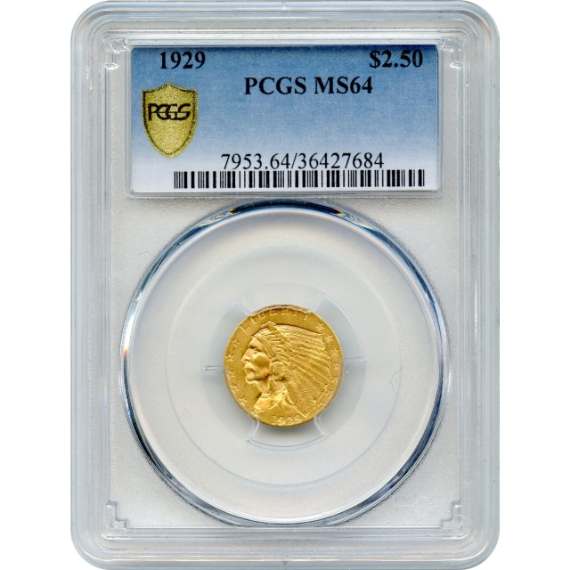 1929 $2.50 Indian Head Quarter Eagle PCGS MS64