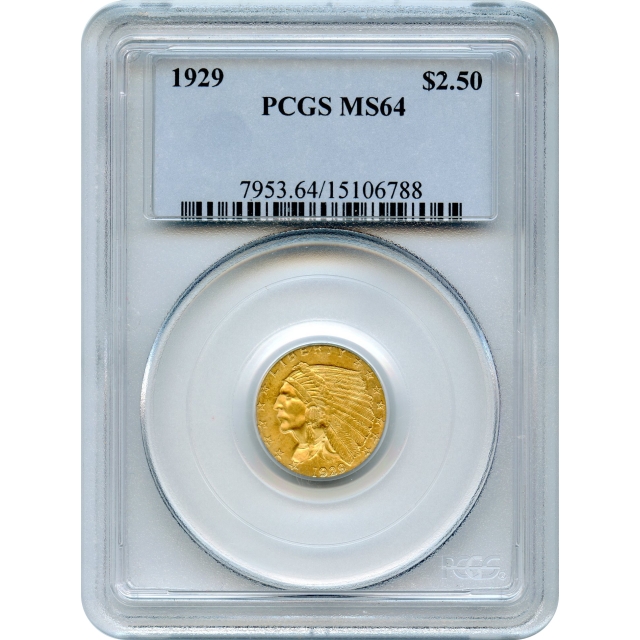 1929 $2.50 Indian Head Quarter Eagle PCGS MS64