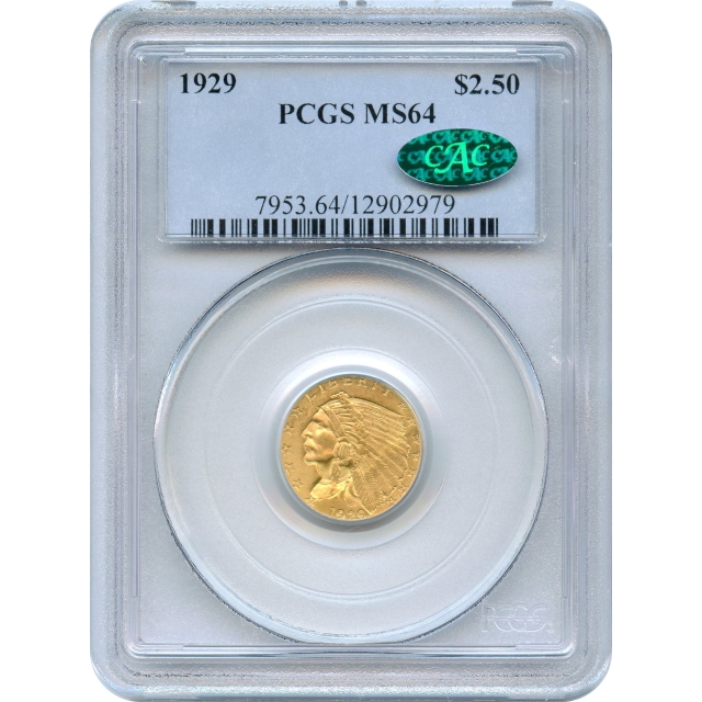 1929 $2.50 Indian Head Quarter Eagle PCGS MS64 (CAC)