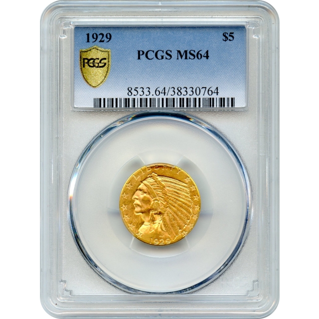 1929 $5 Indian Head Half Eagle PCGS MS64