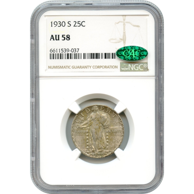 1930-S 25C Standing Liberty Quarter NGC AU58 (CAC)