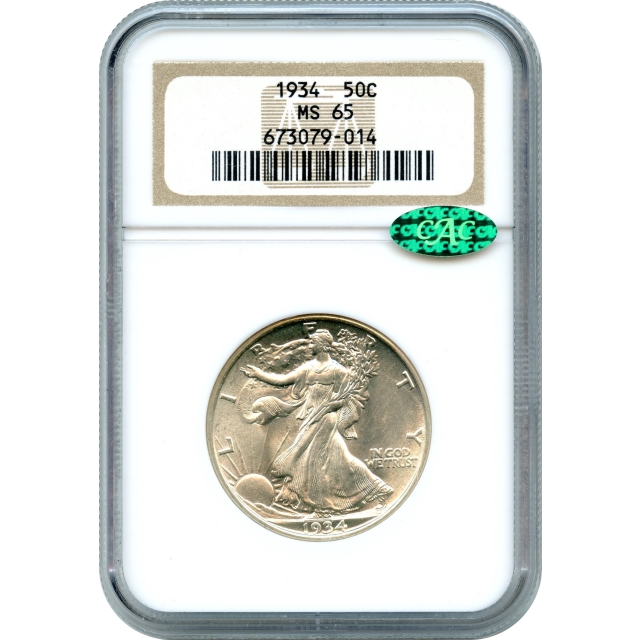 1934 50C Walking Liberty Half Dollar NGC MS65 (CAC)