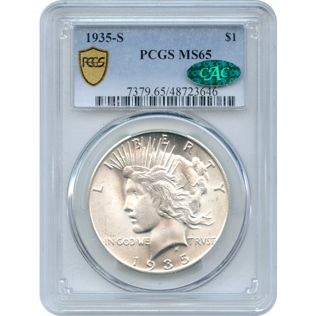 1935-S $1 Peace Silver Dollar PCGS MS65 (CAC)