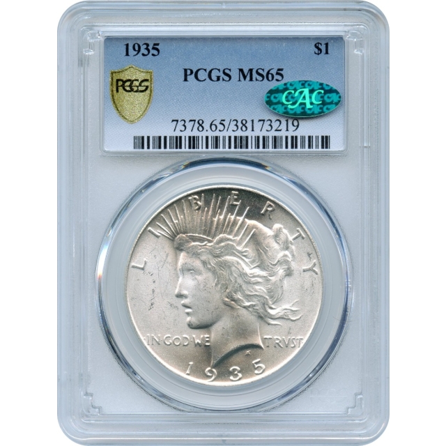 1935 $1 Peace Silver Dollar PCGS MS65 (CAC)