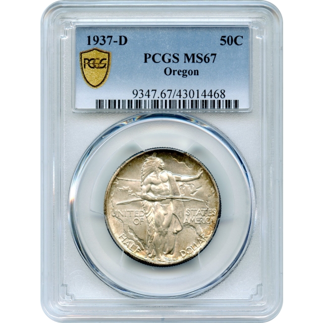 1937-D 50C Oregon Silver Commemorative PCGS MS67