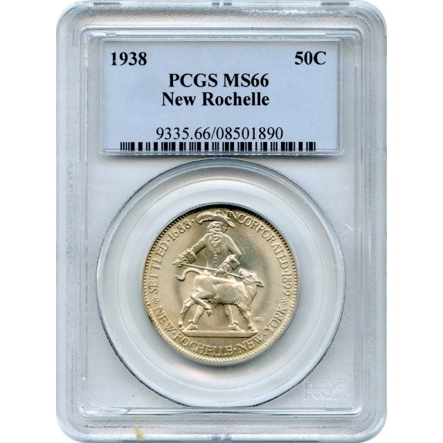 1938 50C New Rochelle Silver Commemorative PCGS MS66