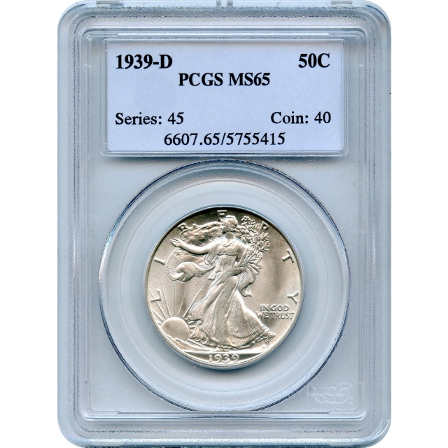 1939-D 50C Walking Liberty Half Dollar PCGS MS65