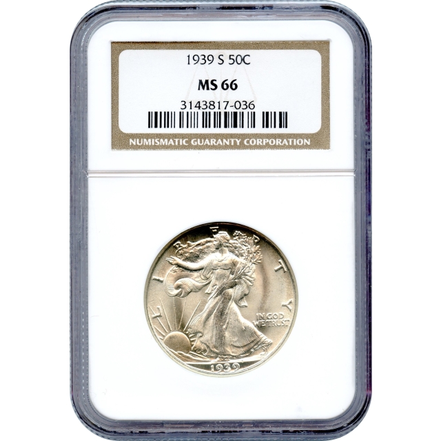 1939-S 50C Walking Liberty Half Dollar NGC MS66