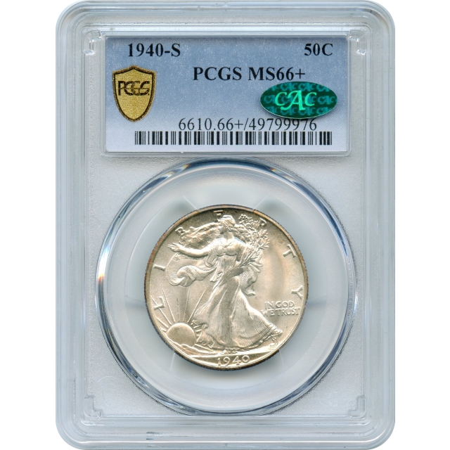 1940-S 50C Walking Liberty Half Dollar PCGS MS66+ (CAC)