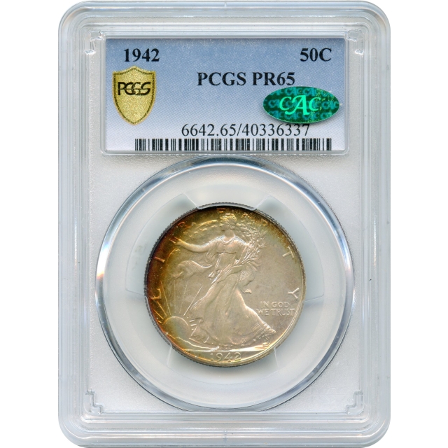 1942 50C Walking Liberty Half Dollar PCGS PR65 (CAC)