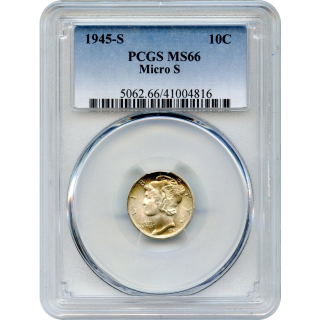 1945-S 10C Mercury Dime, Micro S PCGS MS66
