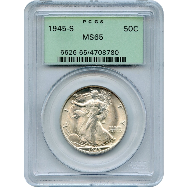 1945-S 50C Walking Liberty Half Dollar PCGS MS65