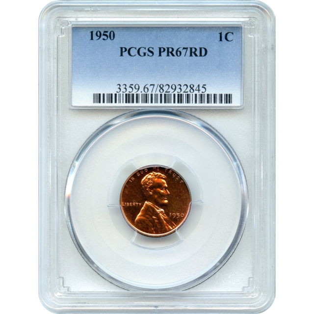 1950 1C Lincoln Head Wheat Cent PCGS PR67RD