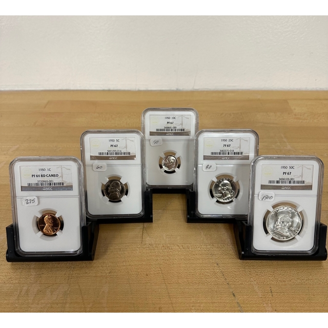 1950 5pc U.S. Small Denomination Proof Set NGC PR67 and better! 