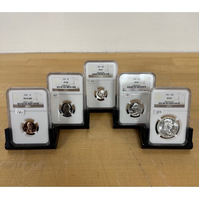 1951 5pc U.S. Small Denomination Proof Set NGC PR67 and better! 