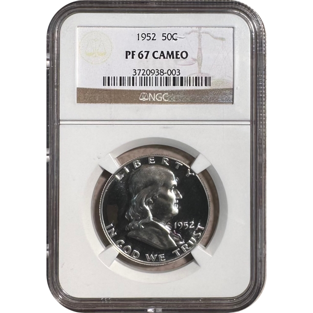 1952 50C Franklin Half Dollar NGC PR67 Cameo