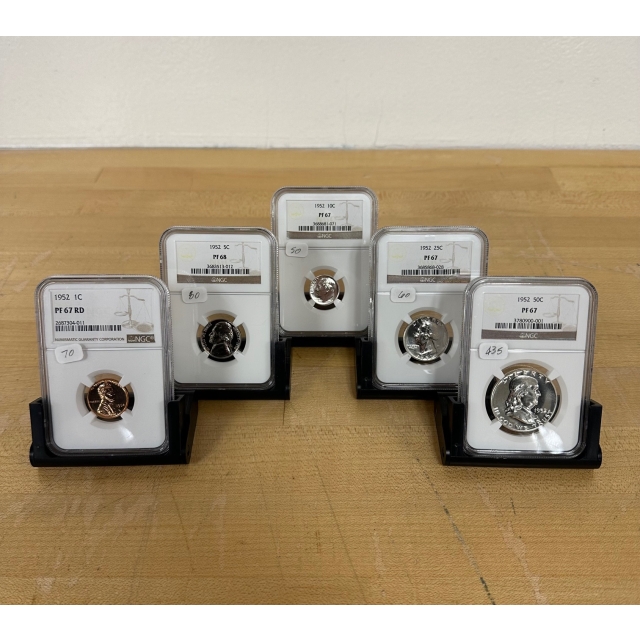 1952 5pc U.S. Small Denomination Proof Set NGC PR67 and better! 