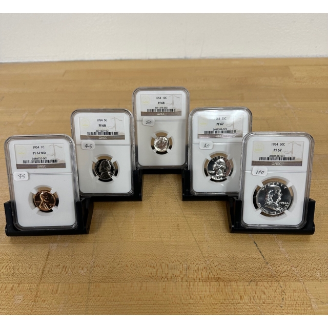 1954 5pc U.S. Small Denomination Proof Set NGC PR67 and better! 