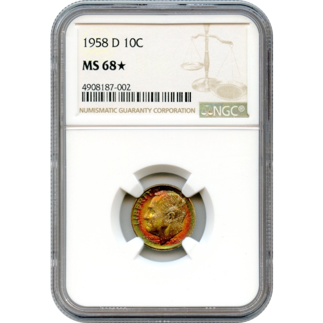 1958-D 10C Roosevelt Dime NGC MS68 (STAR)