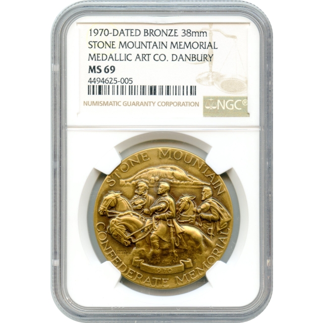 Medal - 1970 Stone Mountain Memorial Bronze, Medallic Art Co 38mm NGC MS69