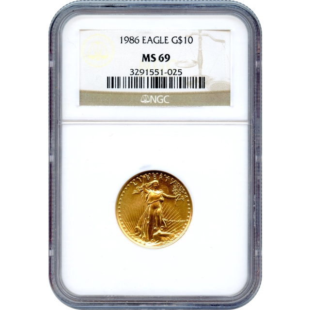 1986 $10 Gold American Eagle, NGC MS69