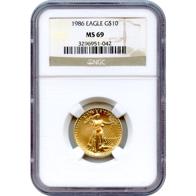 1986 $10 Gold American Eagle, NGC MS69