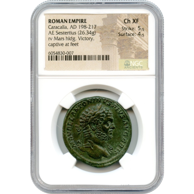Ancient Rome - AD 198-217 Caracalla AE Sestertius, NGC Choice XF