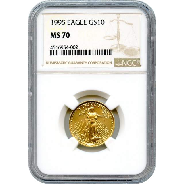 1995 G$10 Gold American Eagle 1/4oz NGC MS70 Ex.Scarce!