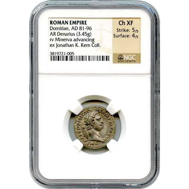 Ancient Rome - 81-96 CE Domitian AR Denarius NGC Choice XF Ex.Kern/Robbins Collections