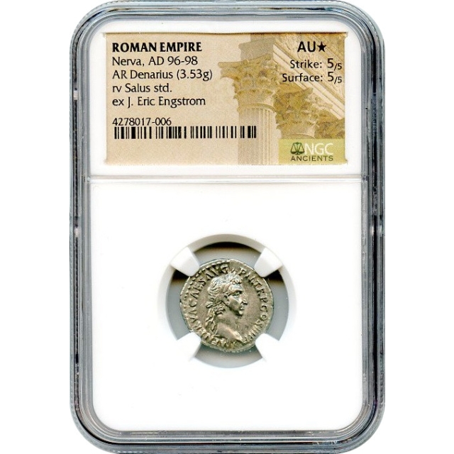 Ancient Rome -  96-98 AD Nerva AR Denarius NGC AU (*)