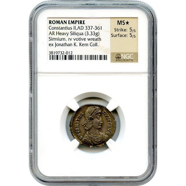 Ancient Rome - AD 337-361 Constantius II AR Heavy Siliqua NGC MS★ Ex. Kern/Robbins Collections