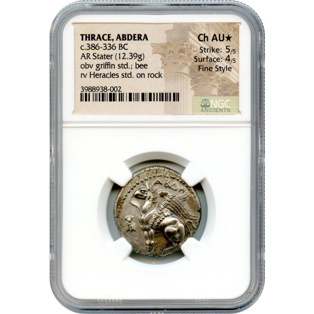 Ancient Greece - 386-336 BC Thrace, Abdera AR Stater NGC NGC Ch AU*