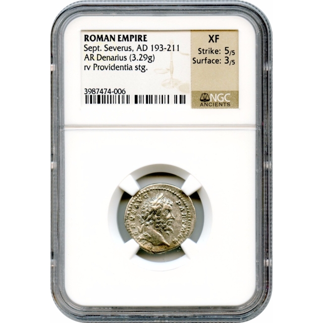 Ancient Rome - AD 193-211 Septimius Severus AR Denarius NGC XF