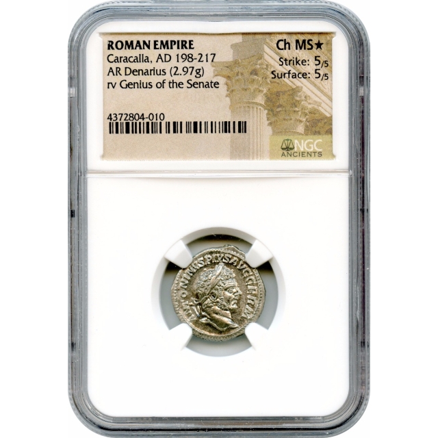 Ancient Rome - 198-217 AD Caracalla AR Denarius NGC Choice MS(*)