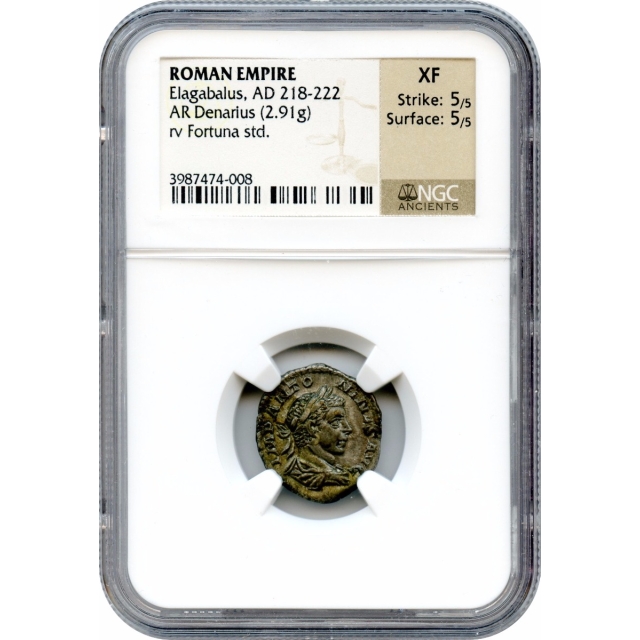 Ancient Rome - 218-222 AD Elagabalus AR Denarius NGC XF