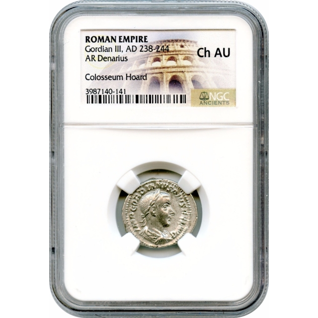 Ancient Rome - AD 238-244 Gordian III AR Denarius NGC Choice AU
