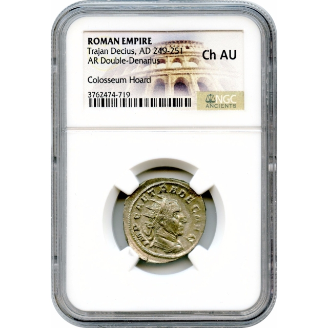 Ancient Rome - AD 249-251 Trajan Decius AR Double-Denarius NGC Choice AU