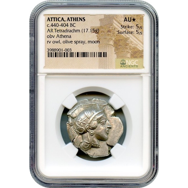 Ancient Greece - 440-404 BCE Attica, Athens Owl AR Tetradrachm NGC AU*