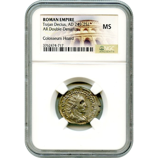 Ancient Rome - AD 249-251 Trajan Decius AR Double-Denarius NGC MS