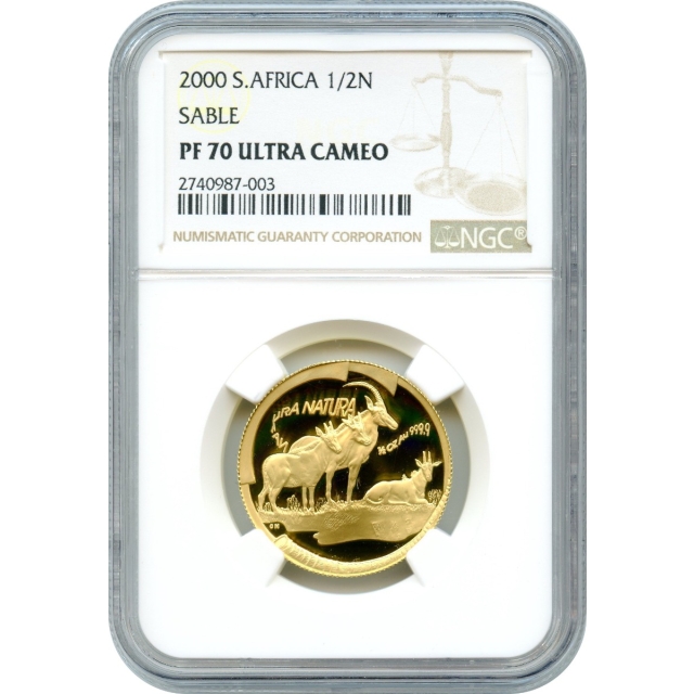 World Gold - 2000 1/2oz Natura - Sable Pretoria, South Africa Zoo, KM-260 NGC PR70UCAM