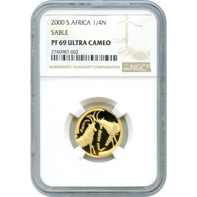 World Gold - 2000 1/4oz Natura - Sable Pretoria, South Africa Zoo, KM-259 NGC PF69UCAM