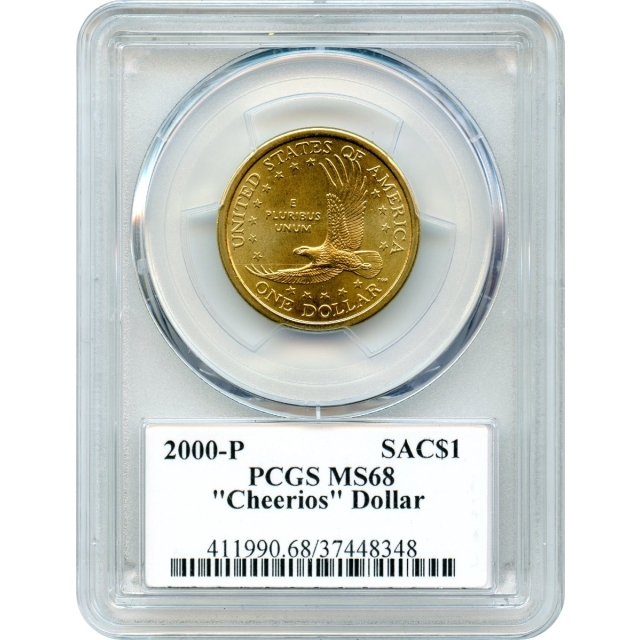 2000-P SAC$1 Sacagawea Dollar, "Cheerios" variety PCGS MS68 Signed TD Rogers