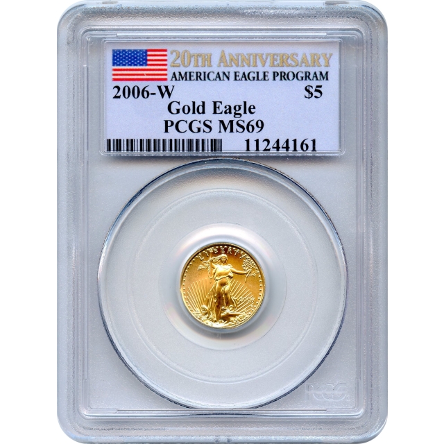 2006-W $5 Gold American Eagle, 20th Anniversary PCGS MS69