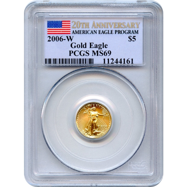 2006-W $5 Gold American Eagle, 20th Anniversary PCGS MS69