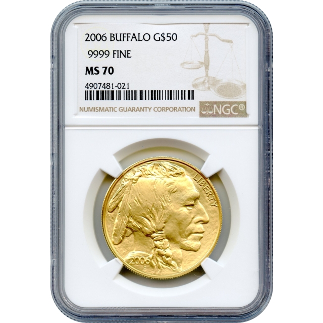 2006 $50 American Gold Buffalo .9999 Fine NGC MS70