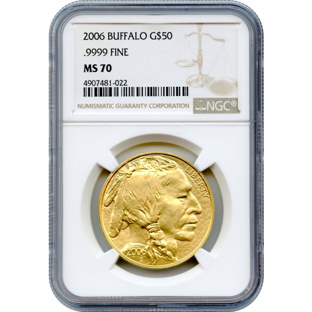 2006 $50 American Gold Buffalo .9999 Fine NGC MS70