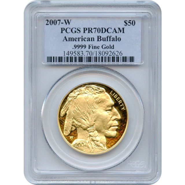 2007-W G$50 American Gold Buffalo .9999 Fine PCGS PR70DCAM 