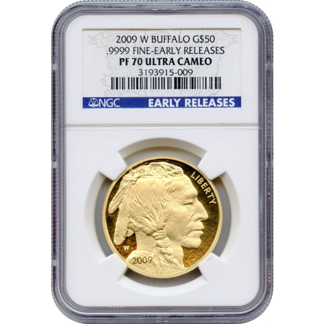 2009-W G$50 Buffalo .9999 Fine NGC PR70UCAM Early Releases