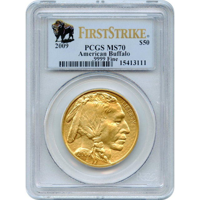 2009 $50 American Gold Buffalo .9999 Fine, First Strike PCGS MS70
