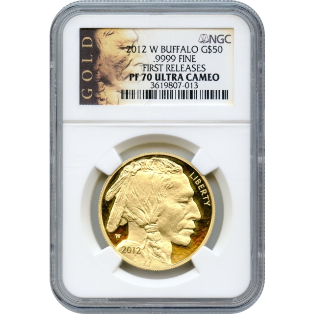 2012-W G$50 Buffalo .9999 Fine NGC PR70UCAM Early Releases